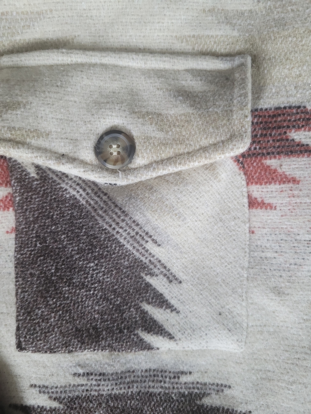 Aztec Print Button-Up Shacket - Cream, Gray & Rust - Picture 5 of 5